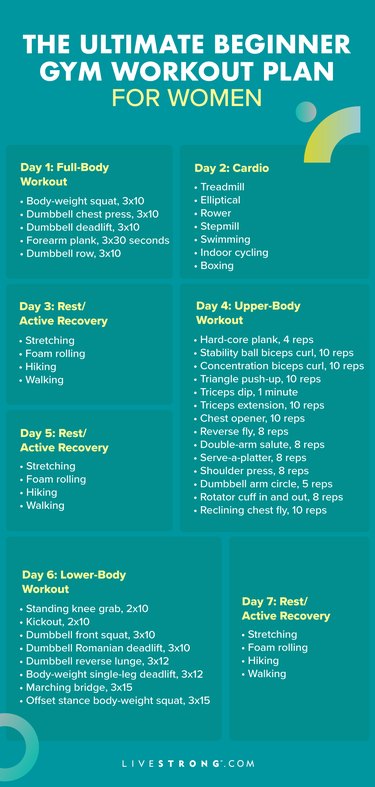 The ultimate beginner gym workout plan for women Pinterest pin