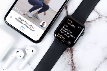 Apple Watch and iPhone screens of the Future personal training app