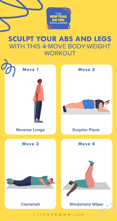 illustrated gif of ab and leg body-weight strength exercises 