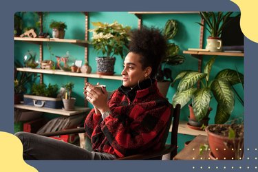 woman holding tea to cope with stress