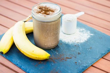 Protein blended coffee and bananas
