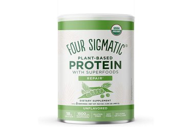 Isolated image of Four Sigmatic plant-based protein powder.