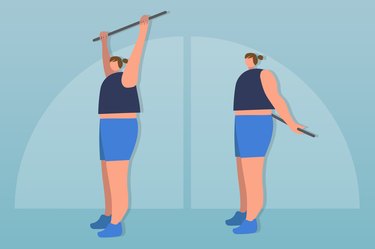 illustration of a woman demonstrating the shoulder dislocates exercise