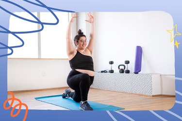 person exercising on blue yoga mat at home as part of 31-day body-weight workout challenge