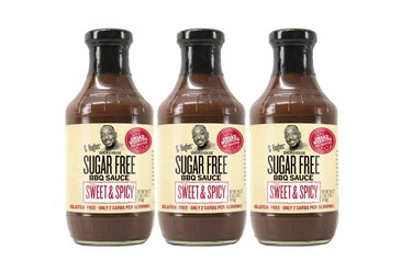 isolated image of a 3-pack of G. Hughes Sugar-Free BBQ Sauce