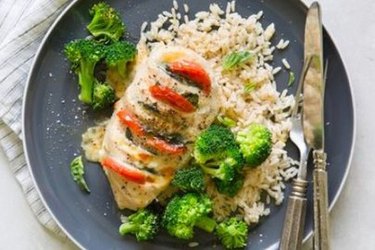 Low-calorie rice, chicken, broccoli meal from eMeals