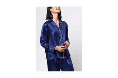 LilySilk Tina Washable Piped Silk Pajamas, one of the best silk pajamas