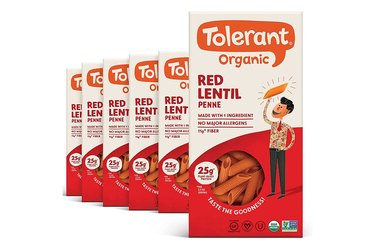 isolated image of tolerant organic red lentil penne