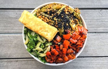 Tamari, Bok Choy, Sorghum and Rolled Omelet Breakfast Superfood Bowl Plant Based Dinner Recipes