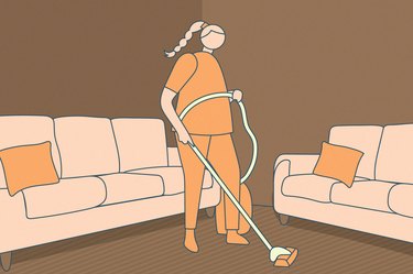 illustration of a person vacuuming next to their couch