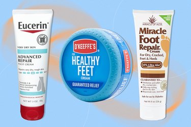 a collage of some of the best foot creams for healthy feet