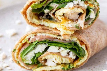 Smoked Salmon Wrap with Egg Whites, Spinach and Feta