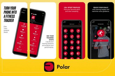 4 difference screenshots of the Polar Flow App on a yellow background