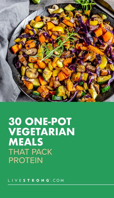 pin showing  30 One-Pot Vegetarian Meals That Pack Protein