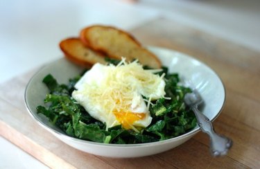 Kale Caesar Salad With Poached Eggs and Grilled Bread