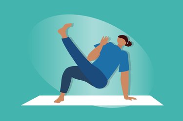 Illustration of someone doing the kick through exercise on a yoga mat