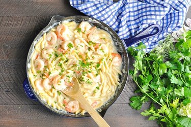 Lightened Up One-Skillet Shrimp Alfredo