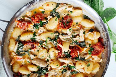 One-Skillet Sun Dried Tomato Chicken and Gnocchi