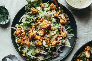 Buffalo Cauliflower Salad With Tahini Ranch