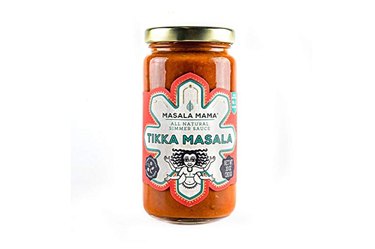 jar of masala mama tikka masala sauce on a white background