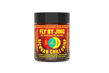 jar of fly by jing's sichuan chili crisp sauce on a white background