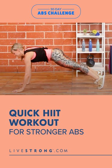 woman with long blond ponytail does the plank as part of a quick HIIT ab workout