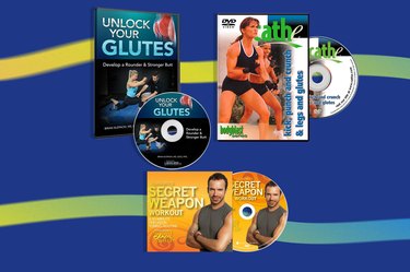 A collage of three best butt exercise DVDs on a dark blue background.