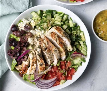 Mediterranean Chicken Salad, one of the best high protein salads
