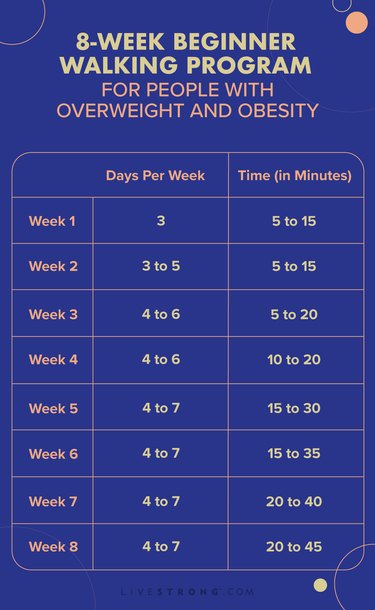 infographic of 8-week beginner walking program for people with overweight and obesity