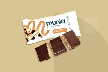 Muniq bar, a black-owned food brand, on beige background