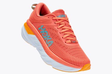 HOKA Bondi 7 in orange, the best shoes for sciatica