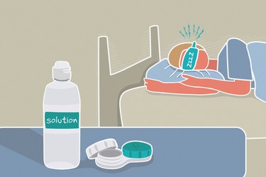 Illustration of someone sleeping with contacts