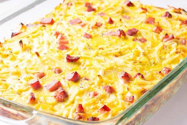 High Protein Easy Breakfast Casserole with red salsa