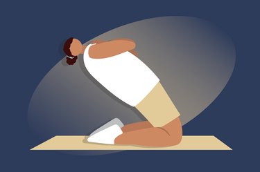 Illustration of a person performing a reverse Nordic curl.