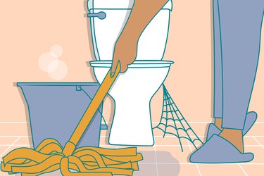 an illustration of a person cleaning their dirty bathroom