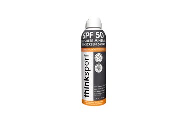Thinksport All Sheer Mineral Sunscreen Spray SPF 50, one of the best sunscreens for tattoos