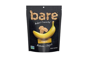 isolated image of bare baked crunchy banana chips, a great snack for runners.