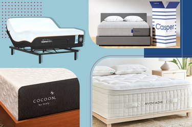 a collage of some of the mattresses on sale for the fourth of july weekend