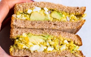 Curried Avocado Egg Salad on whole wheat bread