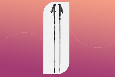 black diamond distance z trekking/running poles on a pink background