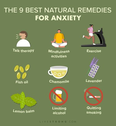 an illustrated graphic of nine of the best natural remedies for anxiety