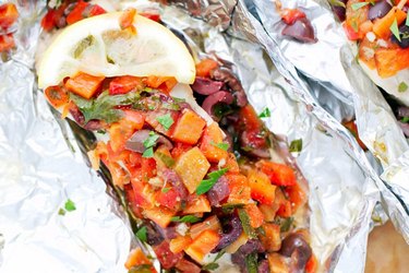Sablefish in Foil With Peppers and Olives