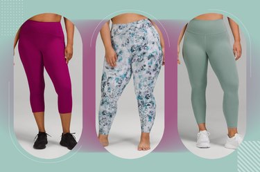 Three of the best Lululemon leggings in different colors.
