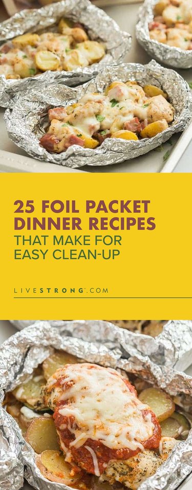 pin for 25 dinner recipes in foil packets for easy cleanup