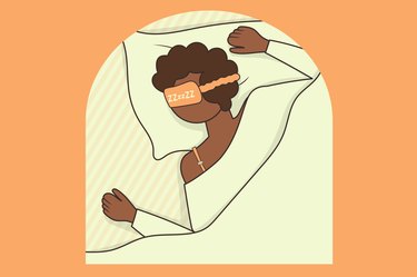 una ilustración de una persona durmiendo en la cama con la correa del sostén mostrando