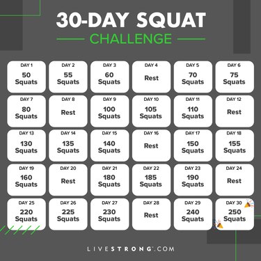 30-day squat challenge calendar graphic