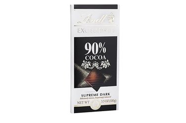 Lindt 90% cocoa dark chocolate bar.