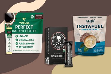 collage of VitaCup, Laird and Death Wish as examples of best instant coffee