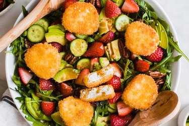 Crunchy Strawberry Salad With Fried Goat Cheese