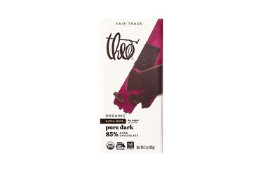 isolated image of the best organic chocolate bar Theo Pure Organic Dark Chocolate Bar